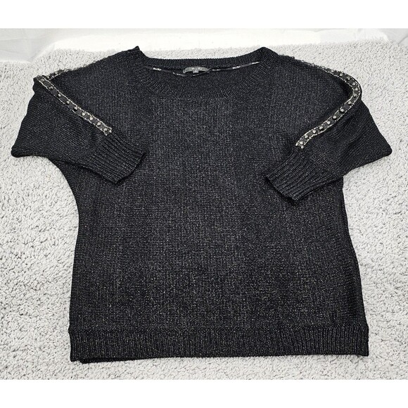 Miss Me Womens Sweater Glam Fairy Goth Y2K Metallic Studded Spikes Charcoal Sz L - Picture 10 of 15